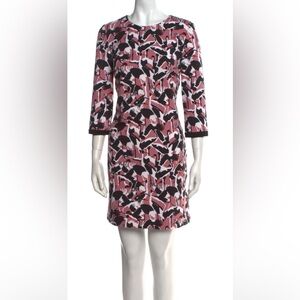 Ted Baker Pink and Black Patterned Crane Print shift dress size 4